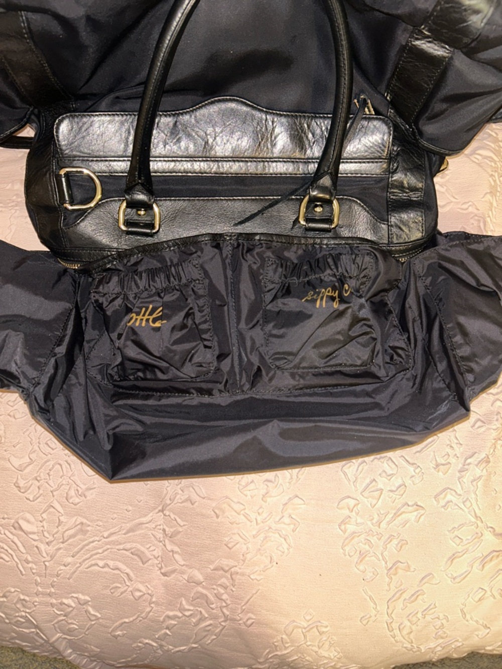 Rebecca Minkoff Black Nylon and Leather Diaper Bag with Gold Hardware - Picture 9 of 10